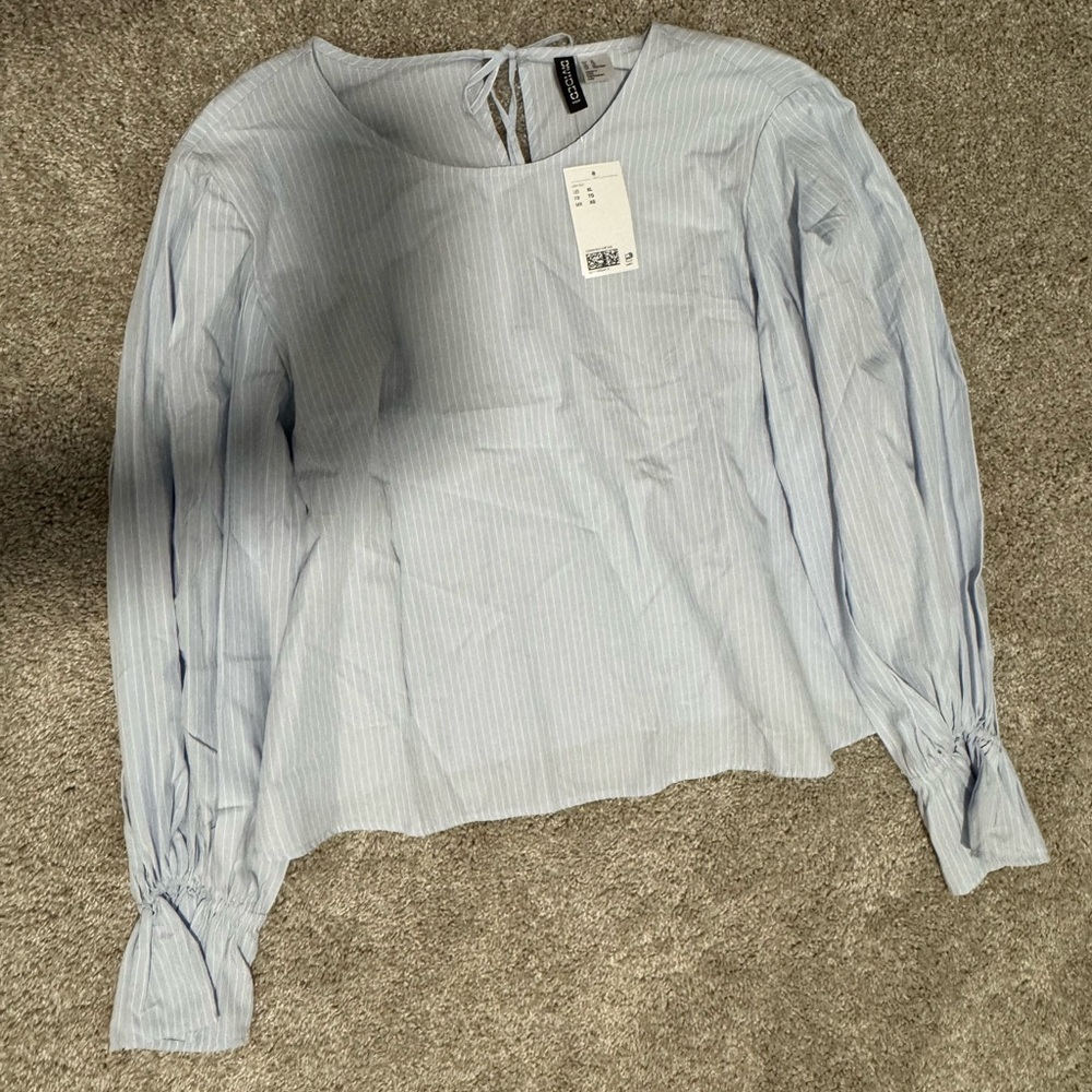 Divided Light Blue Pinstripe Blouse